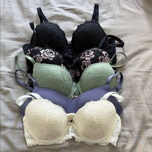 NWOT Calvin Klein, Danskin… Lace Bra Collection - Black, Green, Purple, Cream